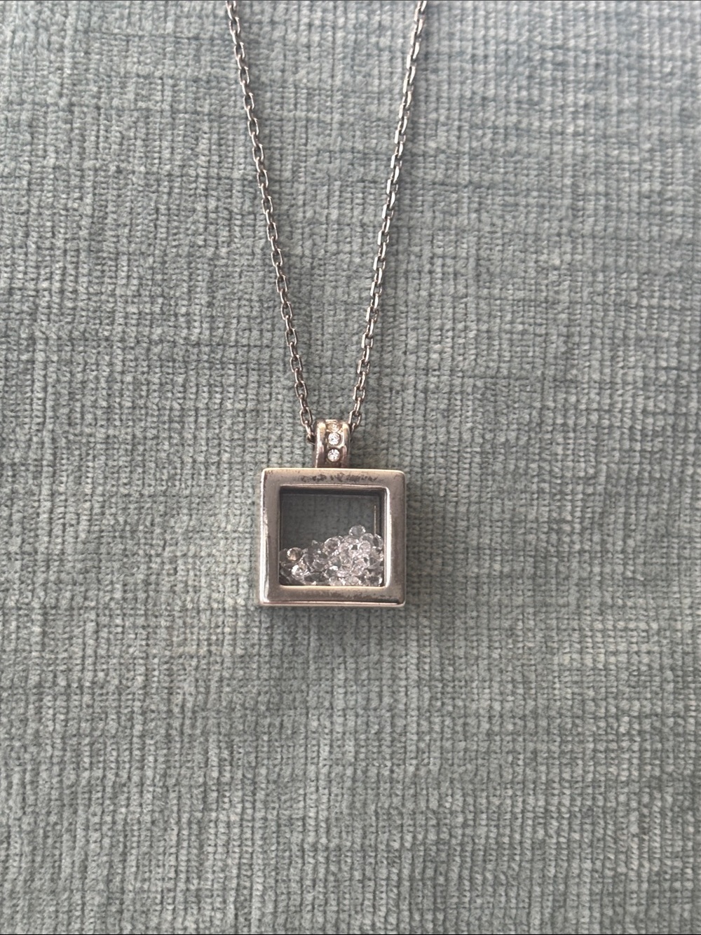 Brighton Meridian Silver Square Necklace with Floating Crystals